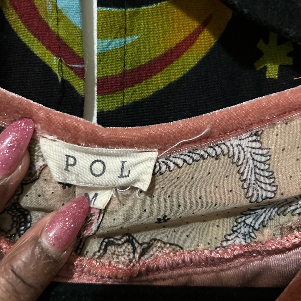 POL Velvet Blouse in Rust and Beige - Picture 3 of 3